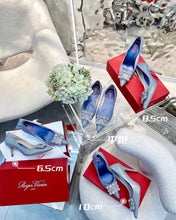 EFFLORESCENCE BALLERINAS IN BLUE CALFSKIN WITH FULLY EMBELLISHED CRYSTALS