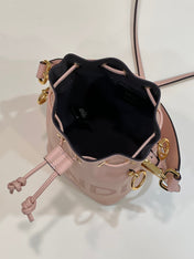 MON TRESOR MINI 18 BAG IN PEACHY PINK CALFSKIN FF WITH GOLD HARDWARE