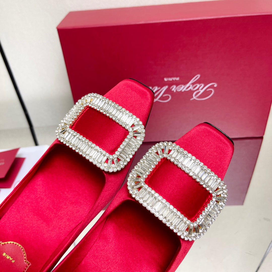 BELLE VIVIER PUMPS IN RED SILK