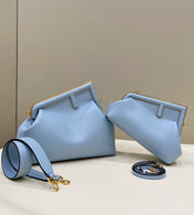 FENDI FIRST SMALL 32 IN LIGHT BLUE NAPPA LEATHER BAG GOLD HARDWARE