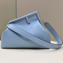FENDI FIRST SMALL 32 IN LIGHT BLUE NAPPA LEATHER BAG GOLD HARDWARE