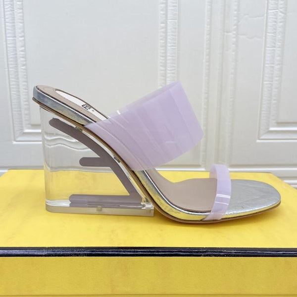 FENDI FIRST 95 MM HIGH-HEELED SANDAL IN PURPLE PASTEL TPU FILM AND LAMBSKIN