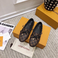 LV WOMEN'S DRIVER MOCCASIN IN EBENE DAMIER  MONOGRAM CALFSKIN