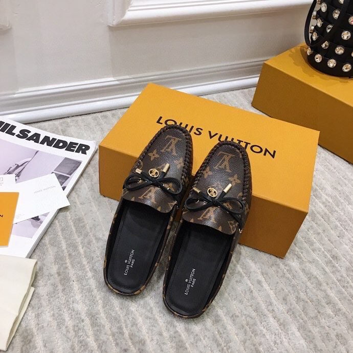 LV WOMEN'S EASY MULE IN CHOCOLATE BROWN MONOGRAM CALFSKIN