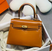 KELLY MINI 20 BAG IN BRONZE BROWN SMOOTH CALFSKIN WITH GOLD HARDWARE