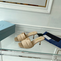 PRA QUILTED HIGH HEELS SANDALS 65 BEIGE LAMBSKIN