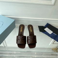 PRA QUILTED HIGH HEELS SANDALS 65 CHOCOLATE LAMBSKIN