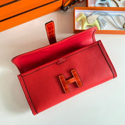 JIGE ELAN 29 CLUTCH IN RUBY RED CALFSKIN WITH APPLE RED LIZARD SKIN