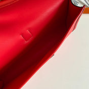 JIGE ELAN 29 CLUTCH IN RUBY RED CALFSKIN WITH APPLE RED LIZARD SKIN