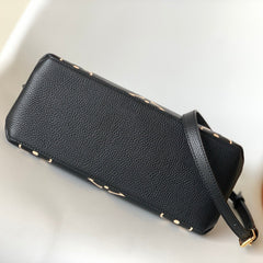 PETIT PALAIS PM MEDIUM SHOULDER BAG 29 IN BLACK MIX BEIGE EMBOSSED COWHIDE GOLD-TONE HARDWARE