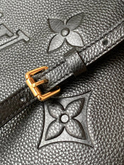 PETIT PALAIS PM LARGE SHOULDER BAG 34 IN BLACK EMBOSSED COWHIDE GOLD-TONE HARDWARE