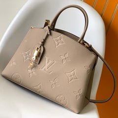 PETIT PALAIS PM LARGE SHOULDER BAG 34 IN BROWN EMBOSSED COWHIDE GOLD-TONE HARDWARE