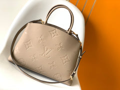 PETIT PALAIS PM LARGE SHOULDER BAG 34 IN BROWN EMBOSSED COWHIDE GOLD-TONE HARDWARE