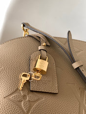 PETIT PALAIS PM LARGE SHOULDER BAG 34 IN BROWN EMBOSSED COWHIDE GOLD-TONE HARDWARE