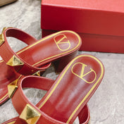 ROMAN STUD CHERRY RED CALFSKIN SLIDE SANDAL 60 MM