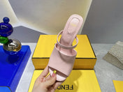 FENDI FIRST 95 MM HIGH-HEELED SANDAL IN BABY PINK LAMBSKIN GOLD HARDWARE