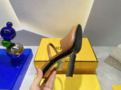 FENDI FIRST 95 MM HIGH-HEELED SANDAL IN SEPIA BROWN LAMBSKIN GOLD HARDWARE