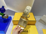 FENDI FIRST 95 MM HIGH-HEELED SANDAL IN GOLDEN LAMBSKIN GOLD HARDWARE