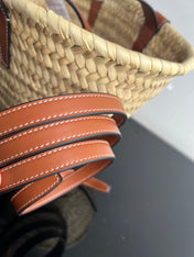 TRIOMPHE 35 BEIGE MOROCCAN RAFFIA FIBERS BAG