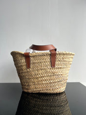 TRIOMPHE 35 BEIGE MOROCCAN RAFFIA FIBERS BAG