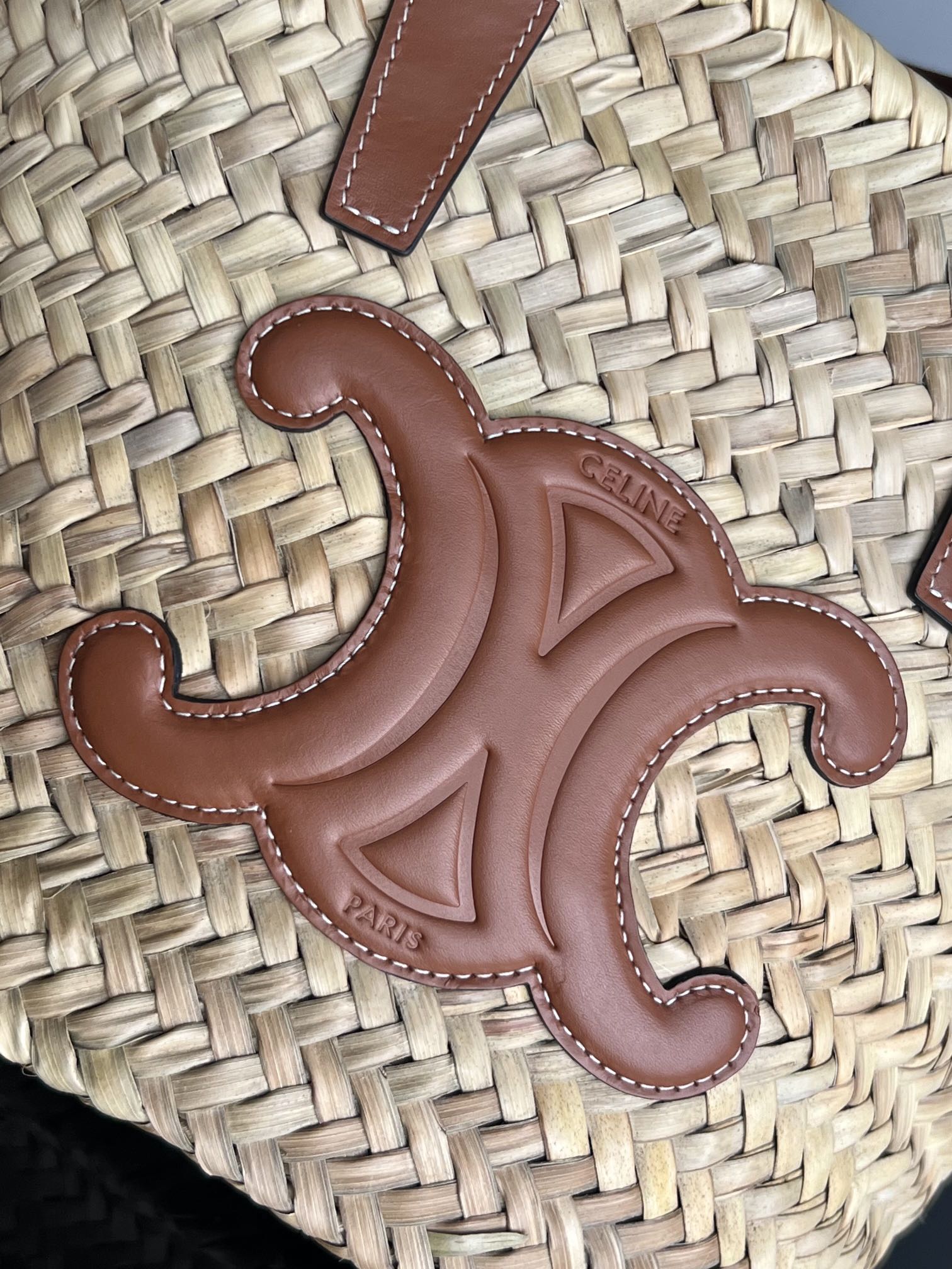 TRIOMPHE 35 BEIGE MOROCCAN RAFFIA FIBERS BAG