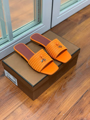 LP RAFFIA CHARMS FLATS SANDAL ORANGE CALFSKIN