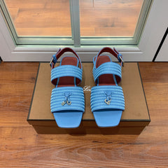 LP RAFFIA CHARMS STRAP FLATS SANDAL SKY CALFSKIN