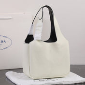 PRA 18 DYNAMIQUE LOGO TOTE BAG IN WHITE CALFSKIN