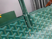 HARDY PM BAG 40 IN GREEN GOYARDINE CANVAS AND TAURILLON LEATHER TRIM
