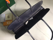 HARDY PM BAG 40 IN NAVY BLUE GOYARDINE CANVAS AND BLACK TAURILLON LEATHER TRIM