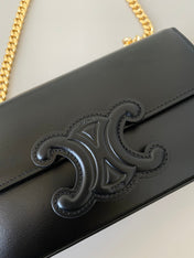 20 CHAIN EMBOSSED ARMPIT BAG BLACK CALFSKIN