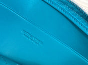 LARGE CASSETTE POUCH 35 IN LAGOON BLUE CALFSKIN