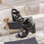 CC 3 STRAPS HIGH HEELS IN BLACK CALFSKIN