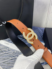 CHANEL 25S BELT 30 MM IN BROWN CALFSKIN WITH GOLD HARDWARE 615101