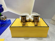 FENDI FIRST HIGH HEEL 95 MM SANDAL IN WHITE MINK FUR