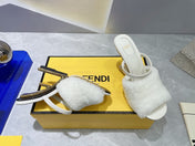 FENDI FIRST HIGH HEEL 95 MM SANDAL IN WHITE MINK FUR