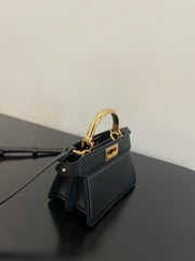 FENDI PEEKABOO ISEEU MICRO 12 BAG IN BLACK CALFSKIN WITH GOLD HARDWARE
