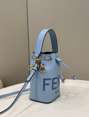 MON TRESOR MINI 18 BAG IN LIGHT BLUE CALFSKIN FF WITH GOLD HARDWARE