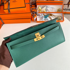 KELLY CUT 31 IN GREEN FOREST CALFSKIN WITH GOLD HARDWARE