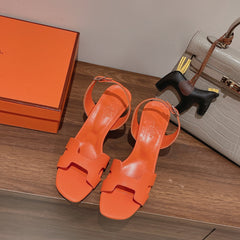 SLINGBACK SANDAL ETERNITE 75 ORANGE LAMBSKIN