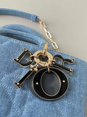 MEDIUM D-JOY BAG 26 IN LIGHT BLUE MACROCANNAGE DENIM
