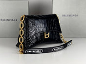 DOWNTOWN SHOULDER BAG 29 IN BLACK CROCODILE EMBOSSED CALFSKIN GOLD HARDWARE