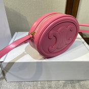 OVAL PURSE BAG 20 IN ROUGE PINK CALFSKIN