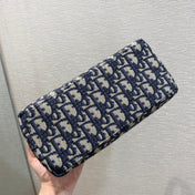 CD BUCKLE SHOULDER BAG 22 IN BLUE MONOGRAM OBLIQUE JACQUARD