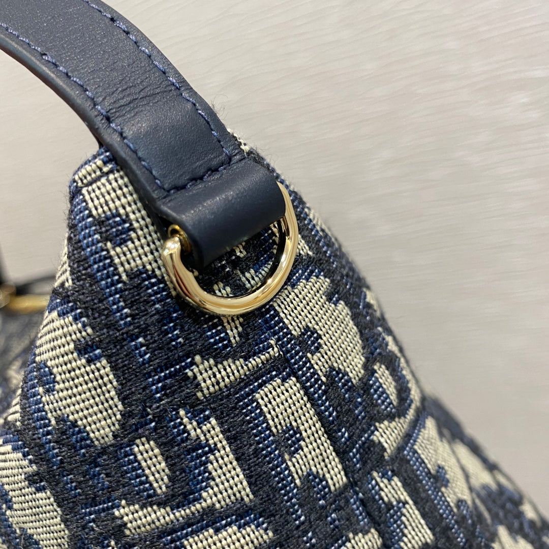 CD BUCKLE SHOULDER BAG 22 IN BLUE MONOGRAM OBLIQUE JACQUARD