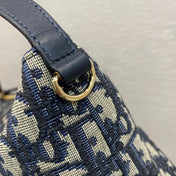 CD BUCKLE SHOULDER BAG 22 IN BLUE MONOGRAM OBLIQUE JACQUARD