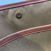 CELINE 25S HORIZONTAL CABAS 34MM IN WHITE TRIOMPHE CANVAS AND BROWN CALFSKIN