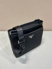 SQUARE BAG 28 IN BLACK RE-NYLON AND SAFFIANO LEATHER TRIM
