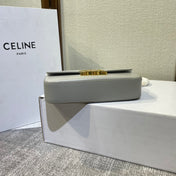 CHAIN EMBOSSED ARMPIT BAG 20 IN STONE GRAY CALFSKIN