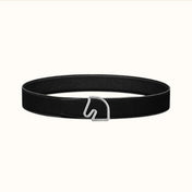 BOUCLE BELT BUCKLE & REVERSIBLE BLACK AND WHITE LEATHER STRAP 38MM SILVER HARDWARE